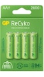 GP Batteries ReCyko 2700 AA Kalem Ni-MH Şarjlı Pil, 1.2 Volt, 4'l