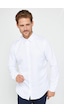 Tudors Slim Fit Uzun Kollu Kolay Ütü Teri Emen Nefes Alan Doku Kravatlık Dört Mevsim Erkek Gömlek-24607 Beyaz