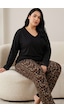 Siyah İnci Pamuklu Likralı Büyük Beden Battal Boy Örme Pijama Takım 26240932 Siyah