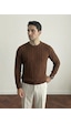 Erkek Kahverengi Bisiklet Yaka Slim Fit Saç Örgülü Triko Kazak Kahverengi