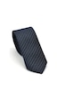 Gaffy Beyaz Kırcıl Desenli Lacivert Dokuma Kumaş Mendilli Slim Fit Kravat // Sdk-2504-2 Lacivert