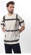 Madmext Ekru Bisiklet Yaka Baskılı Basic Erkek T-shirt E7109 Ekru