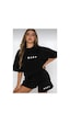 Medinenur Kadın Baby Baskılı Tshirt Şort Takım Siyah