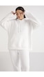 ETHIQUET TEREZABB Kadın Içi Polarlı Yumuşacık Comfort Fit Kapüşonlu Kanguru Cep Beyaz Büyük Beden Sweatshirt