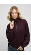 Grımelange Endora Kadın Yumuşak Polarlı Kumaşlı Yakası Fermuarlı Regular Bordo Sweatshirt Bordo