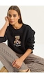 Shade Kadın Teddy Nakış Detaylı Üç İplik Şardonlu Sweatshirt 60601044 - Siyah