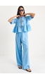 Shade Kadın Bağlama Detaylı Kısa Kollu Bluz Pantolon Alt-üst Takım 9265 60281014 - Bebe Mavisi