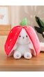 Sevimli Çilek Tavşan Peluş Çilek Tavşan Çantalı 40 Cm Sevimli