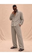 Tarz Cool Erkek Haki Tencel Kumaş Oversize Gömlek Pantolon Takım Rahat Kesim Yazlık Kombin Gri