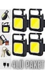 4 Adet Led Anahtarlıklı Metal Kasa El Feneri Cep Boy Cob 800mah Siyah