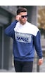 Madmext Lacivert Kapüşonlu Desenli Sweatshirt 6022 Lacivert
