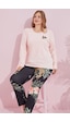 Siyah İnci Pamuklu Curve Büyük Beden Battal Boy Örme Pijama Takım24240727 Somon