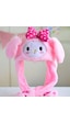 Işıklı Kulakları Hareket Eden Tavşan Pelüş Şapka Bere Bunny Pembe