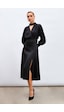 Sateen Yırtmaçlı Saten Etek - Siyah-133207 Siyah