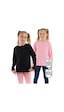 Kız Çocuk Pamuklu Siyah-Pembe Uzun Kollu 2'li Paket T-Shirt 3-8 Yaş