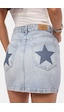 it's basic Kadın Ice T-4s6-3 Straight Mini Parlak Taşlı Tasarım Denim Etek Ice Rengi