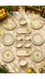 Yeşil Limon 14 Parça 6 Kişilik Handmade Stackable Seramik Tabak Seti Premium Sunum & Kahvaltı Takımı Beyaz