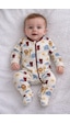 Baby Desenli Fermuarlı Tulum Krem