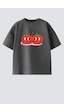 Monila Kız Çocuk Baskılı Pamuklu Bisiklet Yaka T-shirt Antrasit