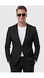 Deep Sea Deepsea Siyah Premium Çizgi Dokulu Slim Fit Likralı 2 Li Erkek Takım Elbise 2600821
