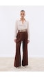 Sateen Kemerli Salaş Pantolon - Kahve-136531 Kahve