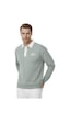 Deepsea Erkek Mint Yeşili Relax Fit İçi Polarlı Polo Yaka Sweatshirt Pamuklu Kalın Sweatshirt 2600762 Mint Yeşili