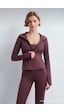 Soft&Basic Fit Yumuşak Dokulu Fermuarlı Kapüşonlu Cepli Parmak Geçirmeli Detaylı Hırka Bordo