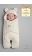 Babyden's 0-12 Ay Welsoft Peluş Bebek Dış Kundak Uyku Tulumu Ayıcık Kulaklı İçi %100 Pamuk Astarlı Battaniye Ekru