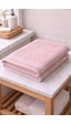 Eponj %100 Pamuk 70x140 Jakarlı Banyo Havlusu 450 Gr Kendinden Desenli Pembe