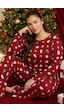 Siyah İnci Yılbaşı Temalı Desenli Termal Kumaşlı Ultra Soft Yumuşak Büyük Beden Battal Boy Örme Pijama Takımı 26226717 Bordo