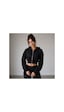 Herkesemoda Kadın Siyah Fermaurlı Kapüşonlon 2 İplik Şardonlu Crop Sweatshirt Siyah