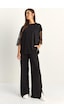 Shade Kadın Kolları Dantelli Oversize Basic T-shirt Beli Lastikli Bol Pantolon Alt-üst Modal Takım 4115 60286085 - Siyah