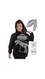 Erkek Çocuk Kışlık Dinozor Desenli Siyah Kapüşonlu Uzun Kollu Sweatshirt 4-10 Yaş