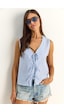 Shade Kadın %100 Pamuk Kalın Askılı Önden Bağlama Detaylı Çizgili Peplum Bluz 60282045 - Beyaz-lacivert Çok Renkli Shade Kadın %100 Pamuk Kalın Askılı Önden Bağlama Detaylı Çizgili Peplum Bluz 60282045 - Beyaz-lacivert Çok Renkli