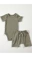 Tinylamb Elation Gourd Şort Ve Bodysuit Takım - 2 Parça Haki Yeşil