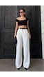 Madmext Beyaz Çift Pileli Kemerli Pantolon Mg2330 Beyaz