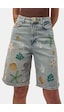 it's basic Kadın Kot Rengi 4s6-65 Nakışlı Özel Tasarım Bermuda Denim Şort Çok Renkli