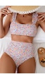 Bella Notte Minimalist Çiçek Desenli Kaplı Yüksek Bel Bikini Takımı Çok Renkli