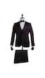 İmza Bordo Desenli Armürlü Mono Yaka Astarlı Yelekli 6 Drop Slim Fit Dar Kesim Smokin Damatlık 1001200937-Bordo