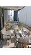 Kartepe Galvaniz Boru 2 1 1 Sehpa 60 90 Rattan Bahçe Balkon Takımı,kahve Rattan/krem Kumaş Kahve Rattan-krem Kumaş