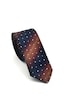Gaffy Kahverengi Verev Desenli Lacivert Dokuma Kumaş Mendilli Slim Fit Kravat // Sdk-2505-2 Lacivert