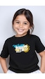 Fyk Kids Kız Çocuk Wellcome Happines Baskılı Tişört Siyah