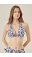 Loya Kadın Lacivert Yaprak Desen Toparlayıcı Tek Üst Bikini