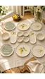 Amalfi 14 Parça 6 Kişilik Seramik Stackable Kahvaltı Takımı Limon Desenli Ayaklı Sunumluklu Sofra Seti Beyaz