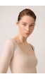 Los Ojos X Ece Bej Melanj Uzun Kollu U Yaka Spor Bluz Scoop Neck Top Bej Melanj Bej Melanj