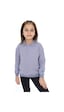 Kız Çocuk Regular Fit Polo Yaka Düşük Omuz Nakış Baskılı Sweatshirt - 2 İplik Koyu Gri