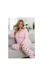 Siyah İnci Desenli Büyük Beden Battal Boy Gömlek Yaka Düğmeli Milan Örme Pijama Takım 25224313 Pembe
