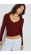 Madmext Bordo V Yaka Uzun Kollu Kaşkorse Body Mg2192 Bordo