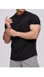 Genius Store Erkek Spor Tişört Running Sports Gym Reglan Oval Kesim Penye T-shirt Ovalt-shirt Siyah
