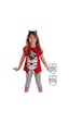 Kırmızı Meow Pow Çizgili Kız Çocuk Yazlık T-shirt Tayt Takım Kırmızı Meow Pow Çizgili Kız Çocuk Yazlık T-shirt Tayt Takım